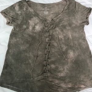 Army green lace up shirt
